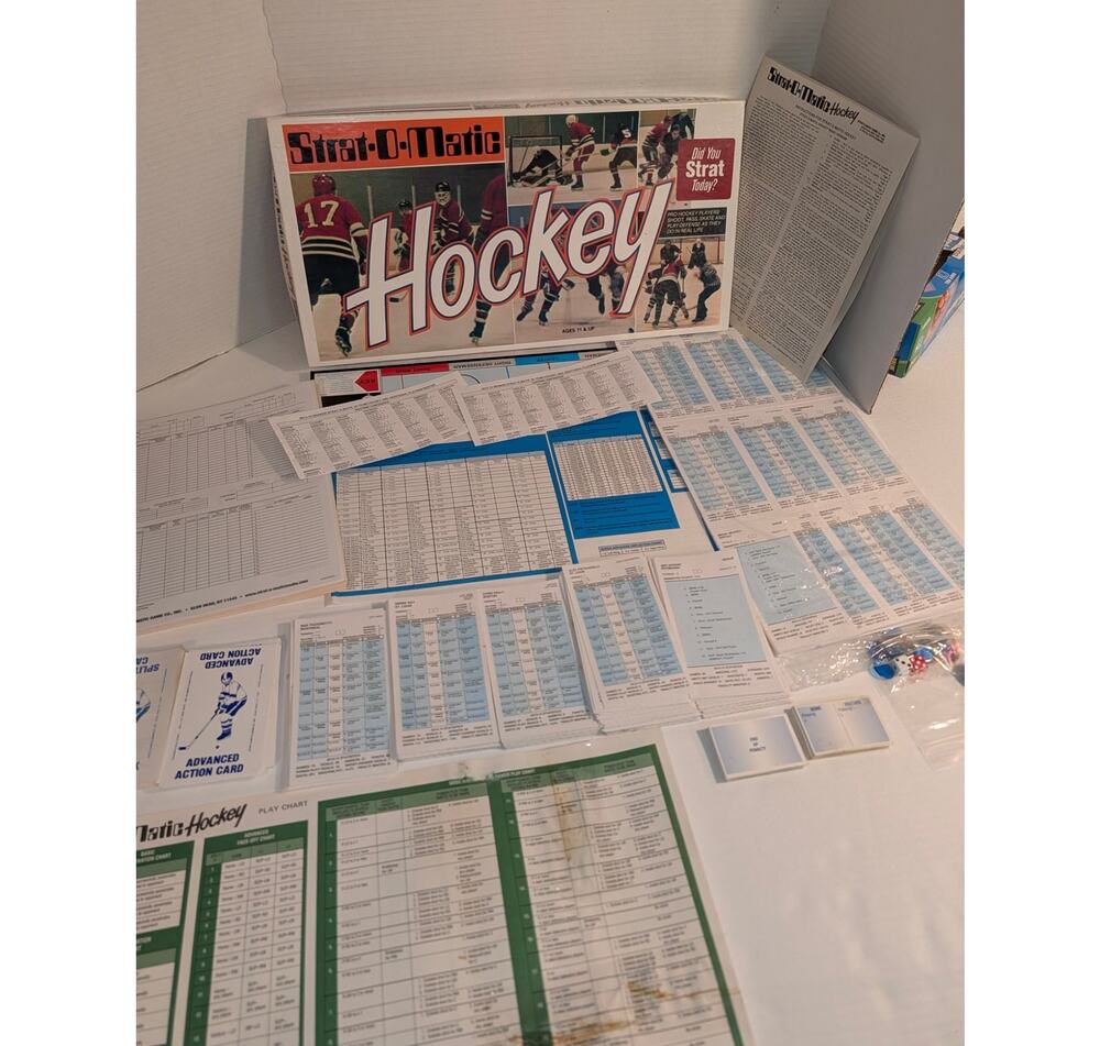 Vintage 1978 Strat-O-Matic Hockey Board Game with Extra's